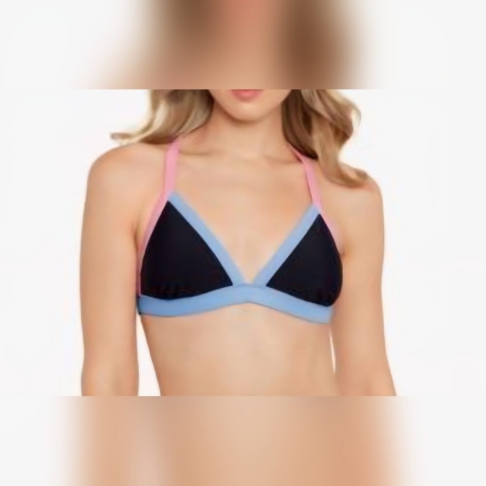 Salt + Cove Juniors X-Back Triangle Bikini Top Black M